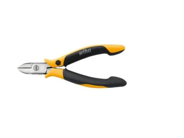 Wiha Professional ESD, Diagonal tang, Kull stål, Svart, Gult, 115 mm, 11,4 cm (4.5"), 77 g