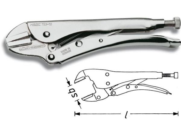 HAZET 753-10, Crimptang, Sølv, 25 cm, 4 cm, 537 g, Tyskland