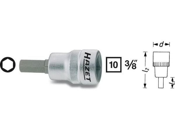 HAZET 8801K-4, Stikkontakt, 3/8", Metrisk, 1 hoder, 4 mm, 1,7 cm