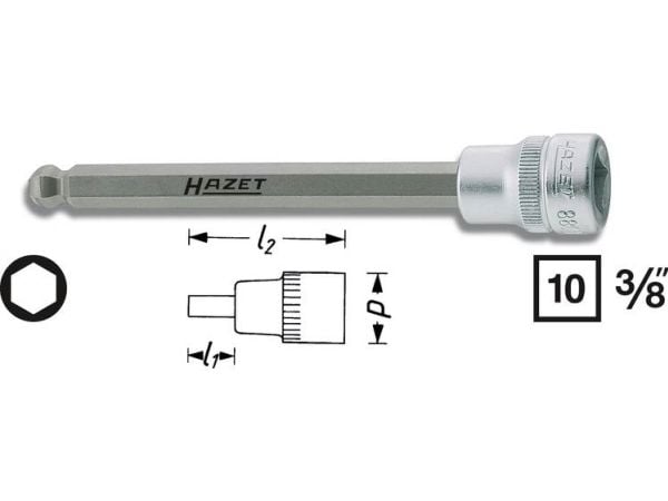 HAZET 8801KK-8, Pistorasia, 3/8", Metrinen, 1 pää(t), 8 mm, 1,9 cm