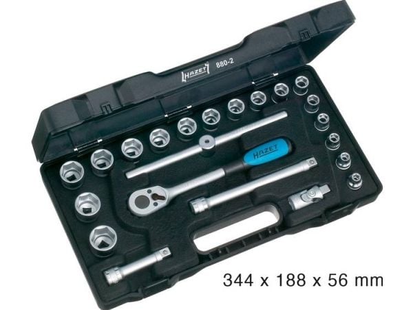HAZET 880-2, Pistorasiasarja, 3/8", Metrinen/brittiläinen, 22 pää(t), 10 mm, 3/8"