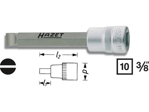 HAZET 8803-1.6X10, Stikkontakt, 3/8", Metrisk, 1 hoder, 1,9 cm, 90 mm