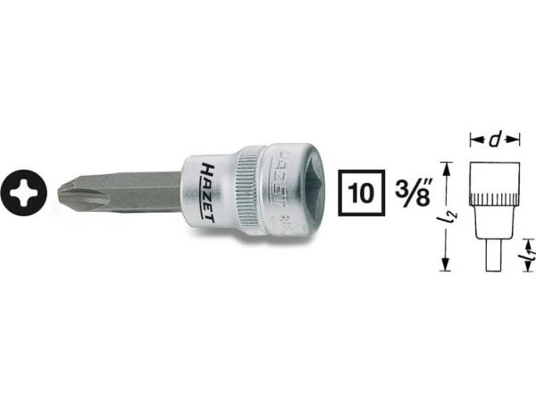 HAZET 8806-PH3, 1 stykker, 76,2 / 8 mm (3 / 8"), Stål, 55 mm, 47 g