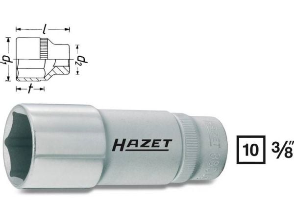 HAZET 880LG-10, Stikkontakt, 3/8", Metrisk, 1 hoder, 10 mm, 1,7 cm