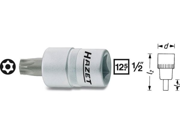 Hazet 992-T55H TORX BO toppnøkkel-bit-innsats TR 55 1/2 (12,5 mm)