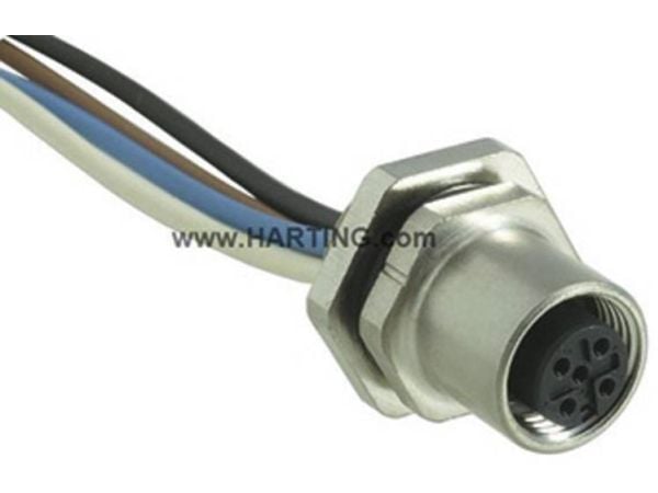 Harting 21 03 311 2400 Anturi/toimilaitteen liitin uppoasennukseen M12 Liitäntä, uppoasennus Navat (RJ): 4 1 kpl