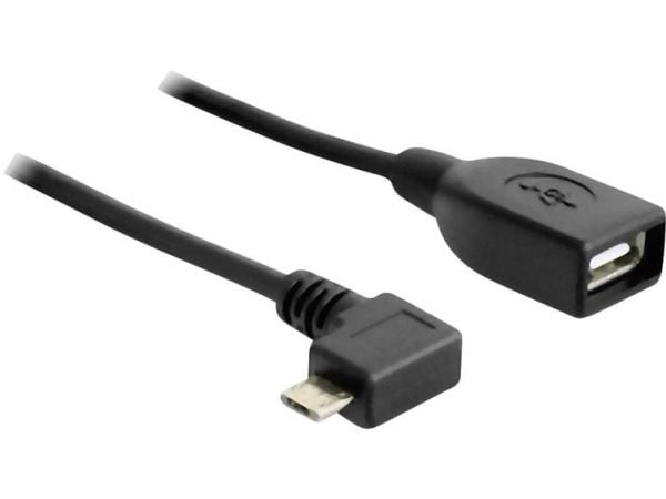 Delock - USB-kabel - USB (hona) till mikro-USB typ B (hane) - USB 2.0 OTG - 50 cm - 90° anslutning