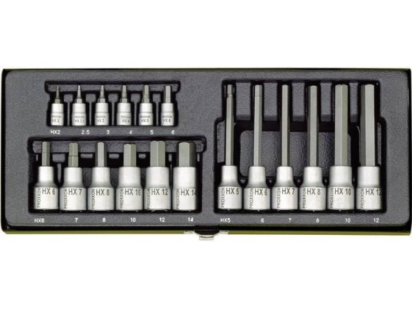 Proxxon 23 100, 18 kpl, 2,2.5,3,4,5,6,7,8,10,12 mm, 25,4 / 4 mm (1 / 4"), Laatikko