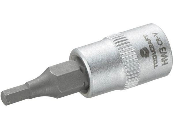 Toolcraft 816068, Stikkontakt, 1/4", Metrisk, 1 hoder, 3 mm, Kromvanadiumstål, Stål