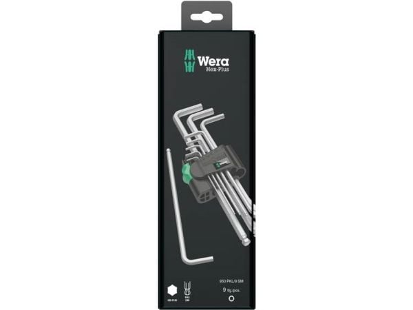 Wera 05073391001, L-formet hex-nøkkelsett, Metrisk, 9 stykker, 1.5,2,2.5,3,4,5,6,8,10 mm, Kromfarget, 25 mm