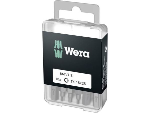 Wera 867/1 DIY SiS, 10 stykker, Torx Plus, TX15, Rustfritt stål, CE, GS, DVE, 25 mm