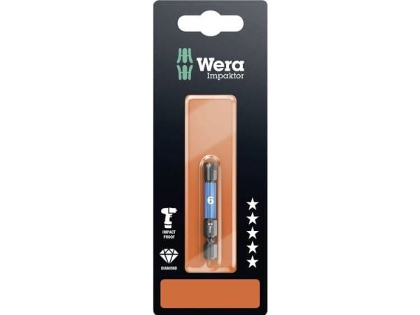 Wera 840/4 IMP DC SB SiS sekskantbits 6 mm Verktøystål Legering, Diamantbelagt F 6,3 1 stk.