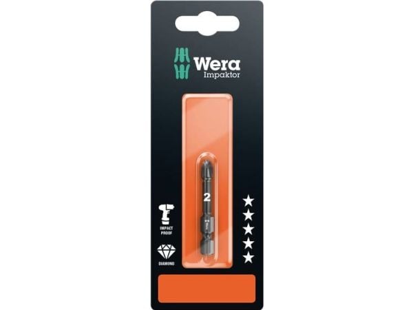 Wera 855/4 IMP DC SB SiS 05073961001 Krysssporbit PZ 2 Verktøystål Diamantbelagt F 6,3 1 stk.