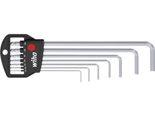 Wiha 369 H7, L-formet hex-nøkkelsett, Metrisk, 7 stykker, Kromvanadiumstål, 1.5,2,2.5,3,4,5,6 mm, 126 g