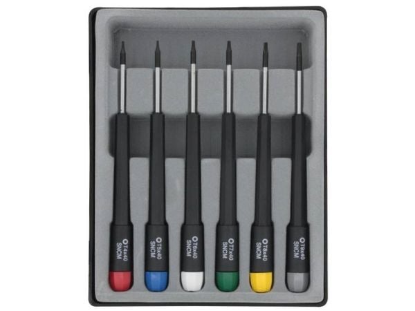 Donau Elektronik skrutrekker-/bitssett elektronikk/finmekanikk 6 deler innvendig sekskant (TX)