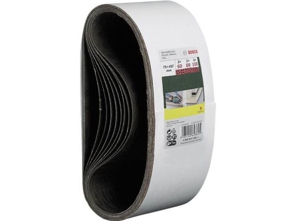Bosch slipebånd-sett kornstørrelse 60, 80, 100 (L x B) 457 x 75 mm 1 sett