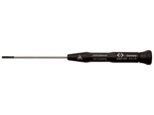 C.K. Xonic ESD slisset skrutrekker, bladbredde 3 mm, bladlengde 100 mm, DIN EN 61340-2