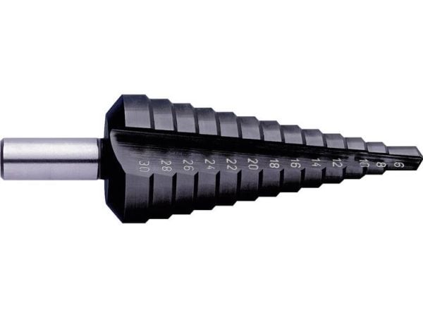 Exact 50061, Drill, Trinn Borekrone, Høyrehåndsrotasjon, 80 mm, 6 mm, Titanium-Coated High-Speed Steel (HSS-TiN)