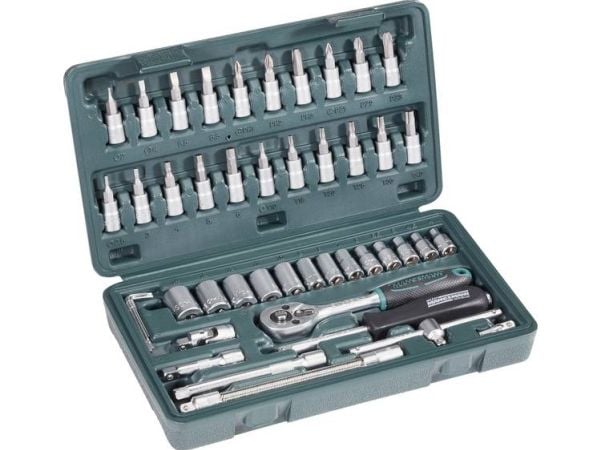 Brüder Mannesmann pipenøkkelsett 6,3 mm (1/4") 46 deler (2040)