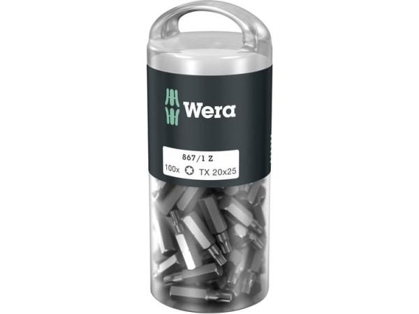 Wera 05072448001, 100 kpl, Torx, TX 20x25, 25 mm, 25,4 / 4 mm (1 / 4"), Kahdeksankulmainen