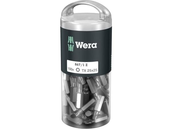 Wera 05072449001, 100 styck, Torx, TX 25x25, 25 mm, 25,4 / 4 mm (1 / 4"), Hexagonal