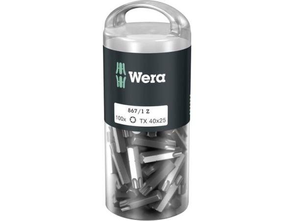 Wera 867/1 Z TORX® DIY 100 SiS 3566990 Torxbit T 40 Verktygsstål Legering, slitstarkt D 6.3 100 st