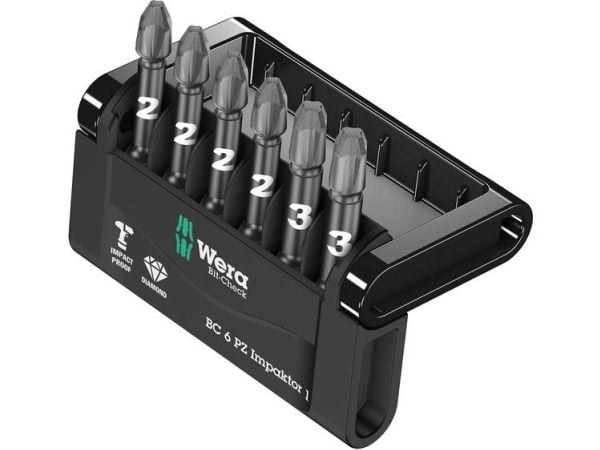 Wera Bit-Check, 6 stykker, Pozidriv, PZ 2, PZ 3, 4x PZ 2x50 mm 2x PZ 3x50 mm