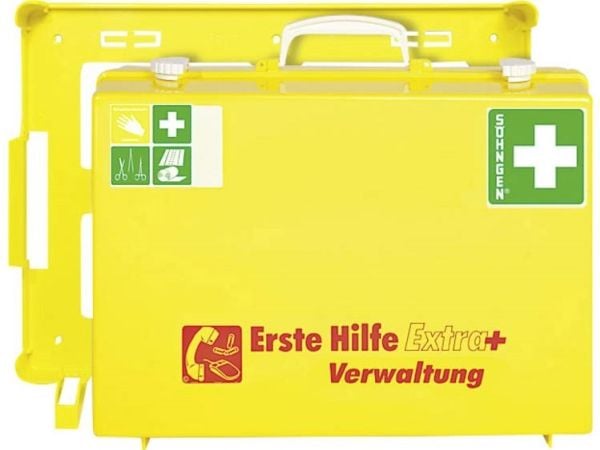 Söhngen 0361110 Førstehjelpskoffert + EKSTRA ledning DIN 13157 + utvidelser 400 x 300 x 400 x 150 neongul