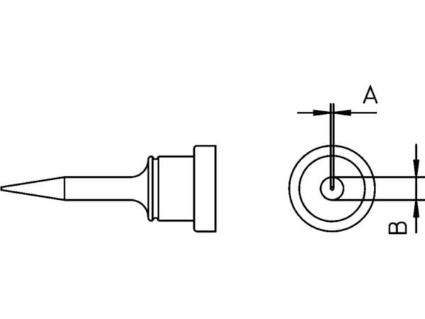 Weller LT-1S loddetipp rund form lang spissstørrelse 0,2 mm (1 stk)