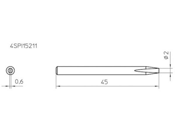 Weller SPI15 211, Loddespiss, Weller, SPI 16, 1 stykker, 2 mm, 45 mm