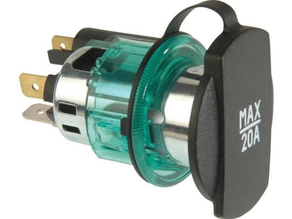 ProCar strömuttag med klämhylsa, max. 20 A, passar till cigarettändaruttag (12 V/24 V)