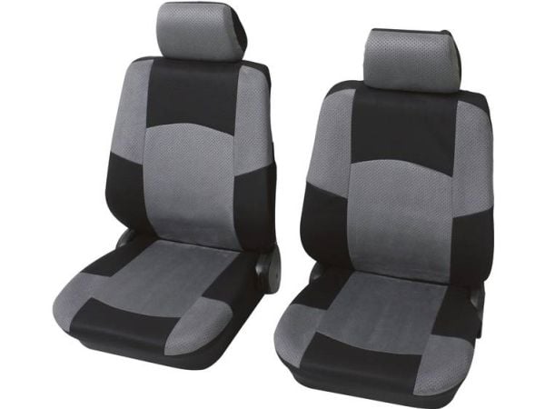 Petex 24271518 setetrekk 6 deler polyester svart/grå til førersete og passasjersete