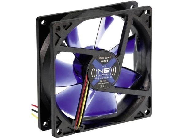 Noiseblocker XE1, Fan, 17 dB, Svart, Blå