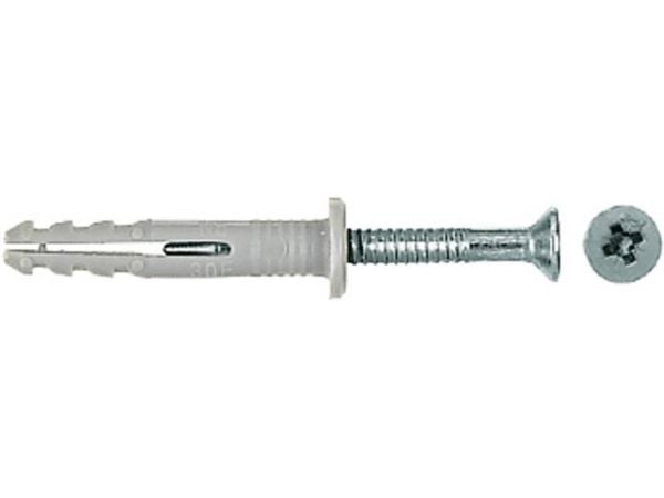 Fischer 050395, Ruuvi- ja seinäpistokesarja, Nailon, Sinkkipinnoitettu teräs, Pozidriv, PZ2, 30 mm