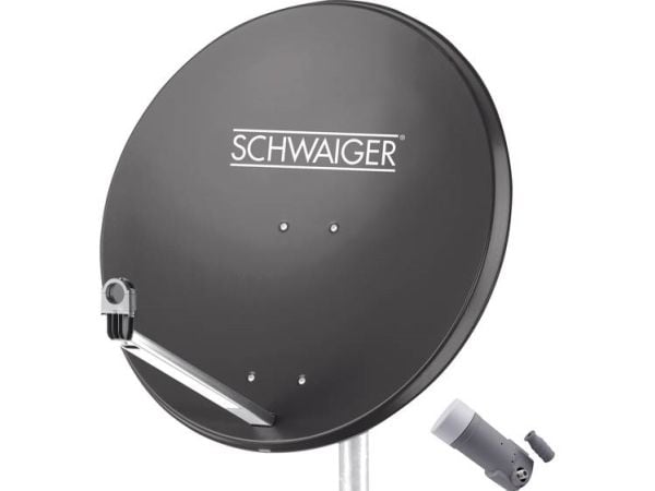 SCHWAIGER parabol 80 cm, 1 deltagare Single-LNB, antracit