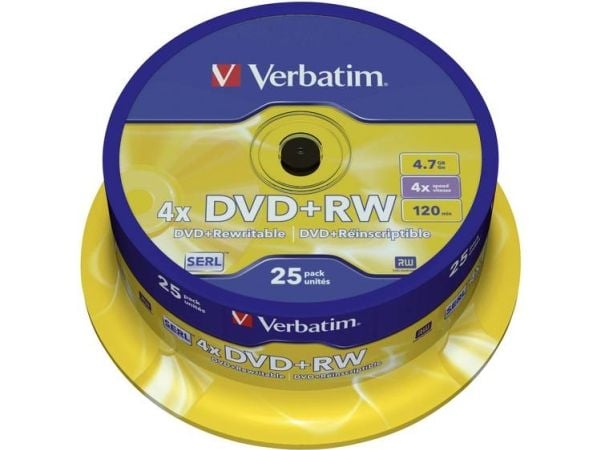 Verbatim - 25 x DVD+RW - 4.7 GB 4x - matt sølv - spindel