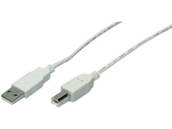 LogiLink 1.8m USB 2.0, 1,8 m, USB A, USB B, USB 2.0, Hankjønn/hankjønn, Grå