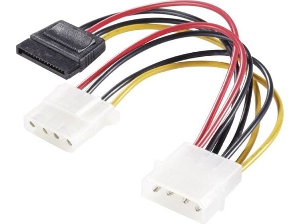 Renkforce RF-2926428, 2 x 4-pin PWM, SATA 15-pinninen, 0,15 m, Uros, Uros, Suora