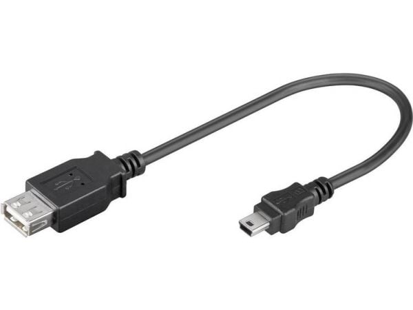 Goobay 0.2m USB 2.0, 0.2 m, USB A, Mini-USB B, uros/naaras, musta