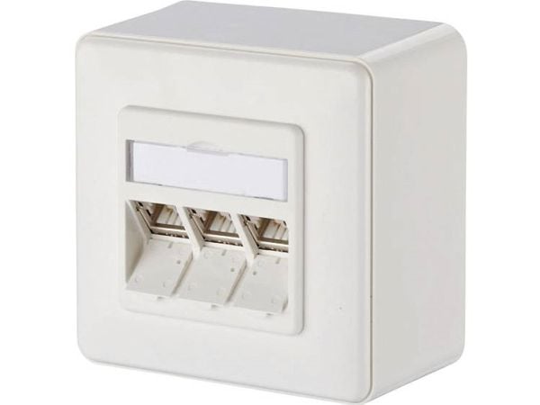 Metz Connect C6A Module 270° - pistorasia - RJ 45 - 3 verkkopistorasiaa - puhtaanvalkoinen, RAL 9010