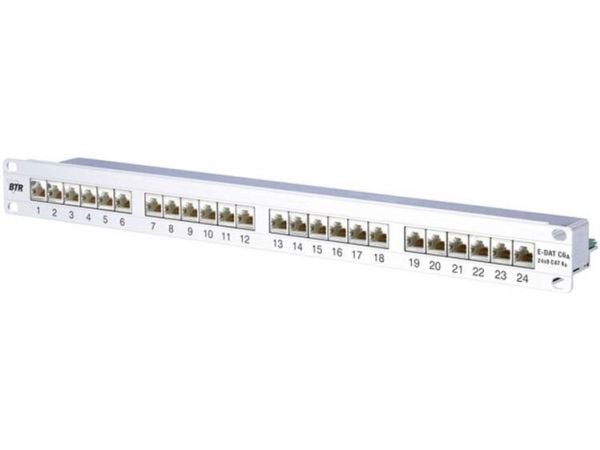 BTR E-DAT C6A 24x8(8) - Koblingspanel - CAT 6 - RJ-45 X 24 - sølv - 1U - 19"