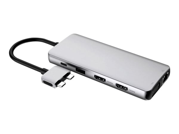 eSTUFF Dual USB-C Dock - Dockningsstation - USB-C 3.2 Gen 1 - VGA, HDMI - 1GbE - för Apple Mac mini (Sent 2018, Tidigt 2020); MacBook Pro