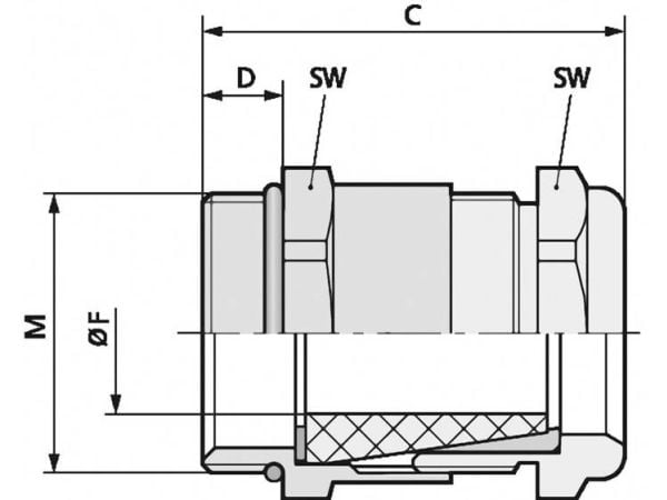 Lapp 52105470, Metallisk, mässing, 25 styck, M20x1.5, IP68, -20 - 200 ° C