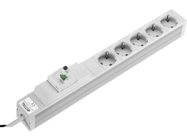 Rittal DK 7240.280, 5 AC-pistorasia(a), Sisätila, Tyyppi D, Harmaa, 16 A, 482,6 mm
