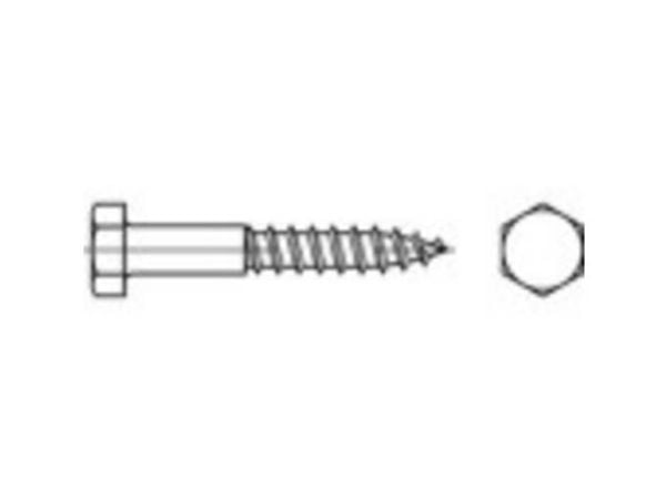 TOOLCRAFT 1061320 sekskantet skrue 12 mm 200 mm utvendig sekskant DIN 571 rustfritt stål A4 25 stk