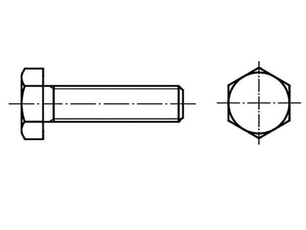 TOOLCRAFT M10 sekskantbolt 18 mm utvendig sekskant DIN 933 rustfritt stål A2 100 stk