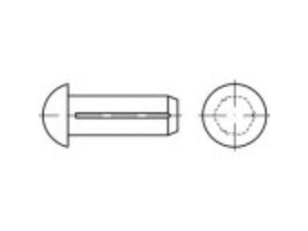 TOOLCRAFT 1066870 halv-rund rillet spiker (Ø x L) 2 mm x 10 mm rustfritt stål A2, 100 stk