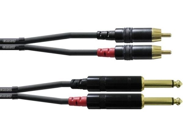Cordial CFU 1.5 PC, 2 x RCA, Hankjønn, 2 x 6.35mm, Hankjønn, 1,5 m, Sort
