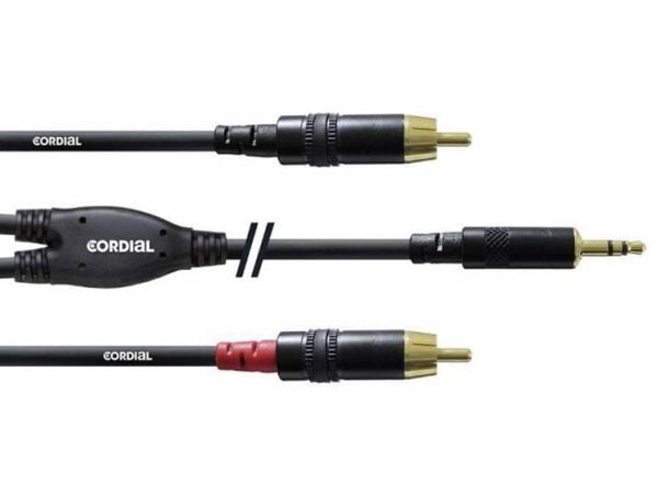 Cordial CFY 3 WCC, 2 x RCA, Hankjønn, 3.5mm, Hankjønn, 3 m, Sort