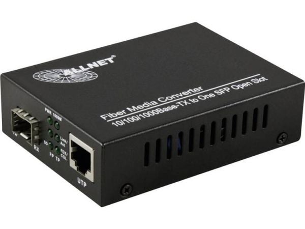 ALLNET ALL-MC104G-SFP1, 1000 Mbit/s, IEEE 802.3, IEEE 802.3ab, IEEE 802.3u, IEEE 802.3x, IEEE 802.3z, Gigabit Ethernet, 10,100,100BASE M, 10,100, 1...